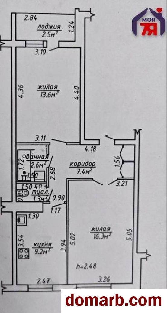 Купить Молодечно Купить Квартиру 1979 г. 52,9 м2 3 этаж 2-ная Игната  в городе Молодечно