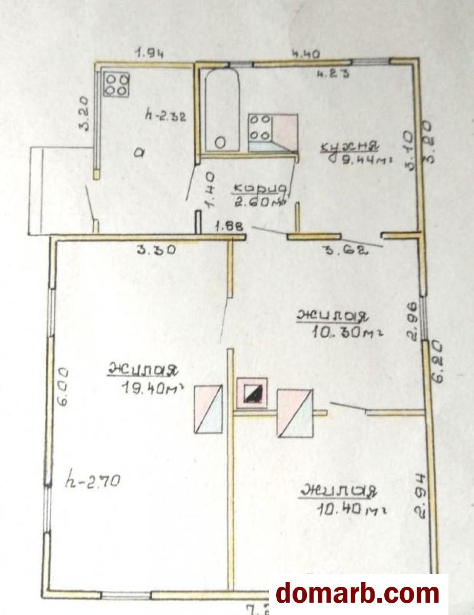 Купить Кобрин Купить Дом 1967 г. 52.1 м2 3-ная Широкая 7 ул. $25000 в городе Кобрин