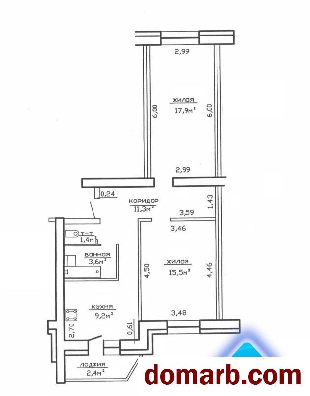 Купить Речица Купить Квартиру 2011 г. 58.9 м2 1 этаж 2-ная Хлусса ул.  в городе Речица