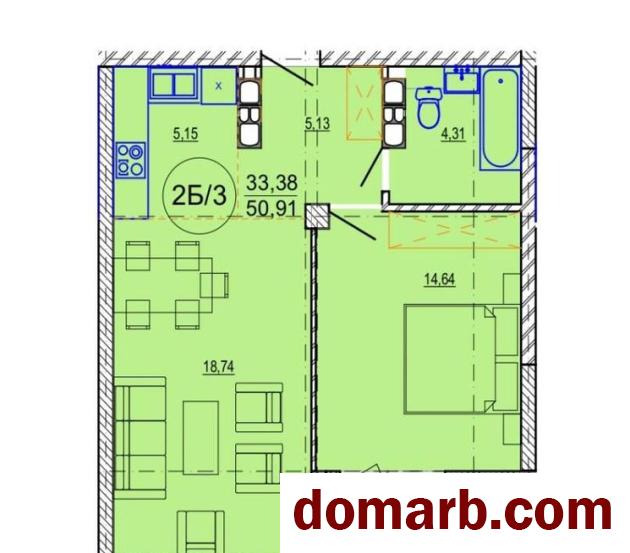 Купить Минск Купить Квартиру 2025 г. 50,91 м2 12 этаж 2-ная Кузьмы Мин в городе Минск