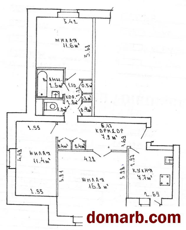 Купить Минск Купить Квартиру 1989 г. 63,3 м2 4 этаж 3-ная Широкая ул.  в городе Минск