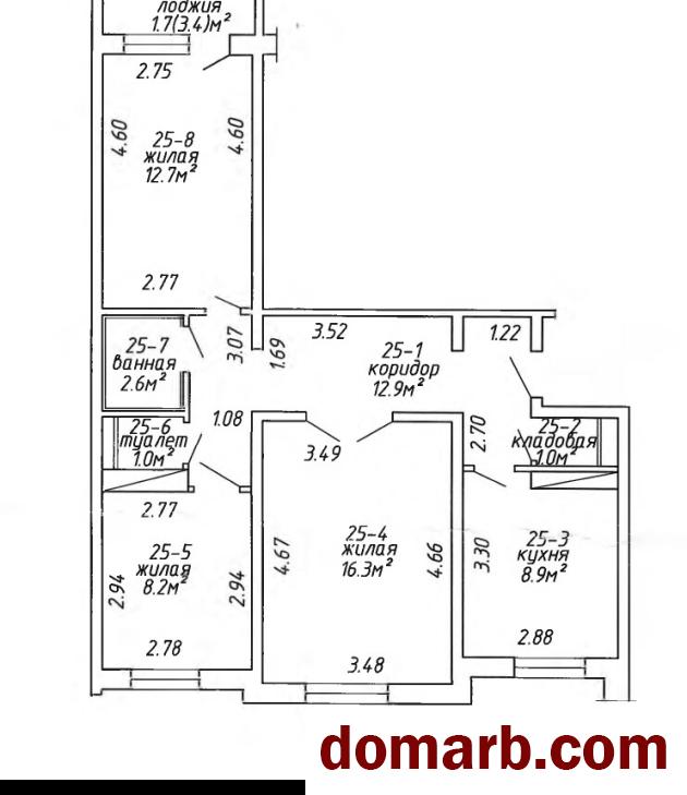 Купить Минск Купить Комнату 1982 г. 63.6 м2 7 этаж 1-ная Лынькова ул.  в городе Минск