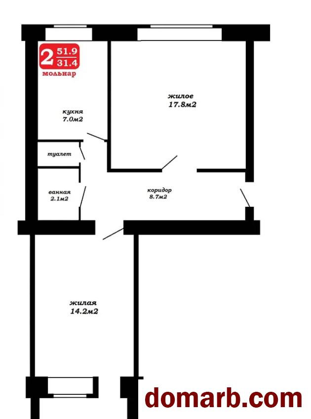 Купить Молодечно Купить Квартиру 1974 г. 51.9 м2 2 этаж 2-ная Строит� в городе Молодечно