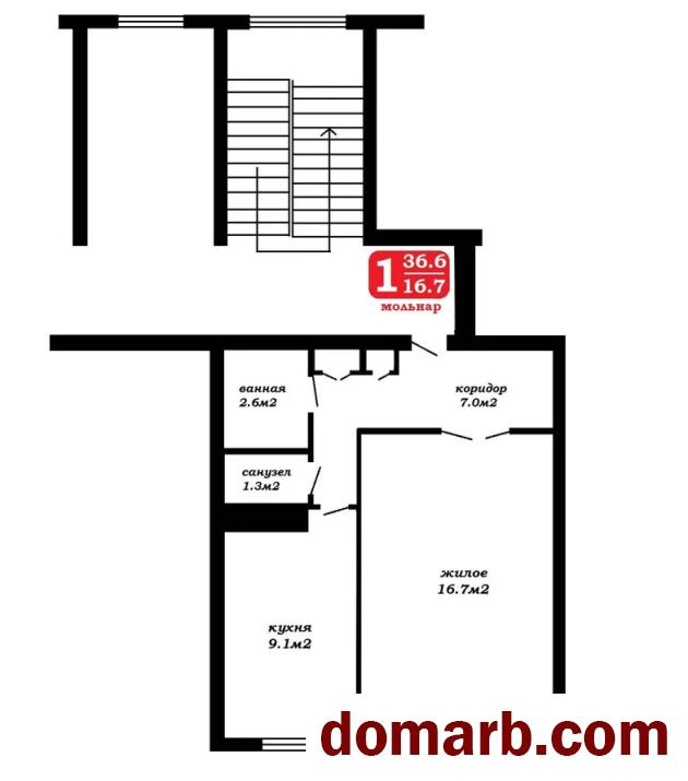 Купить Молодечно Купить Квартиру 1982 г. 36.6 м2 3 этаж 1-ная Строит� в городе Молодечно
