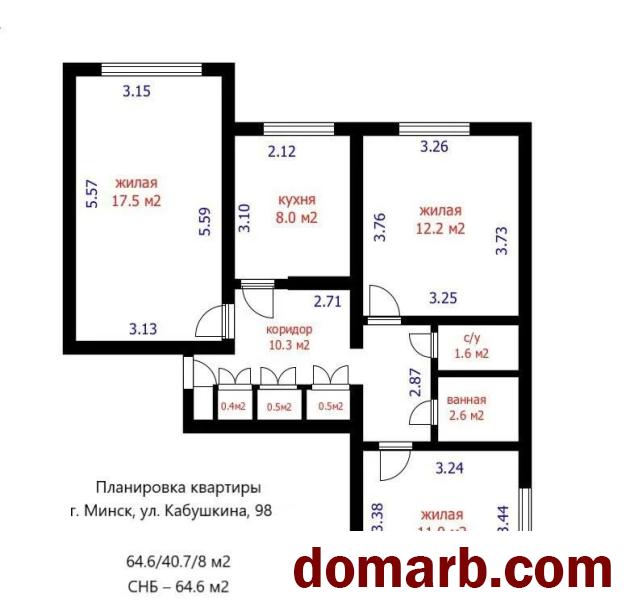 Купить Минск Купить Квартиру 1981 г. 64.6 м2 1 этаж 3-ная Кабушкина у в городе Минск