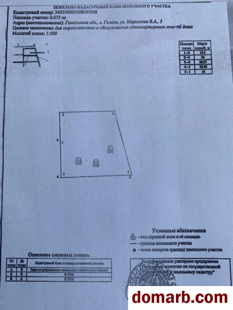 Купить Гомель Купить Участок В.А. Маркелова ул ул. $16500 в городе Гомель