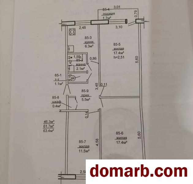 Купить Речица Купить Квартиру 63.4 м2 4 этаж 3-ная 3 ул. $36000 в городе Речица